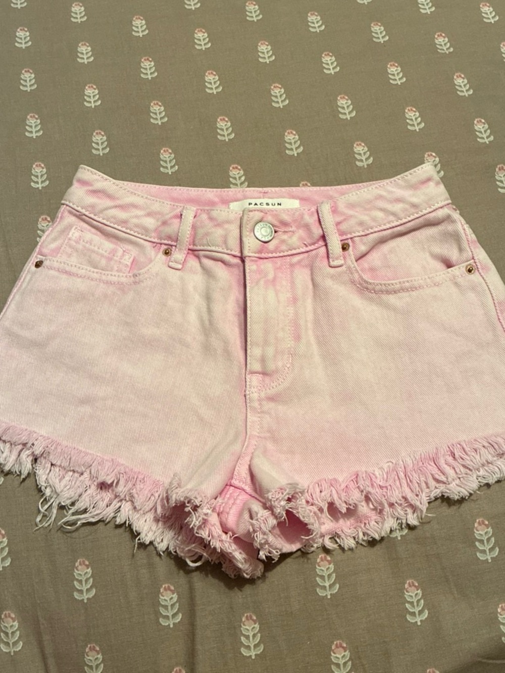 PacSun Light Pink Distressed Denim Shorts